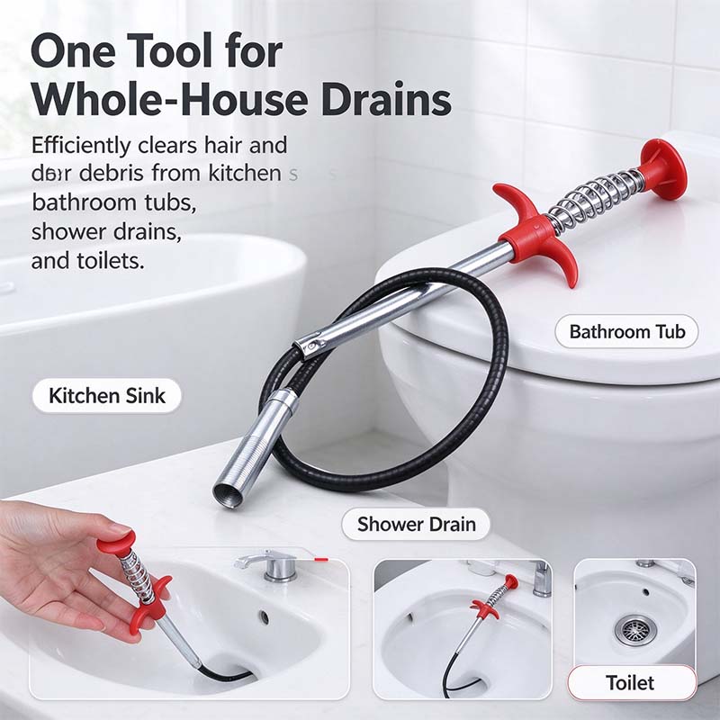 Drain Snake, Drain Clog Remover, 4 Claws Efficient Dredging Steel Wire Drain Hair Cleaner Tool 🪠