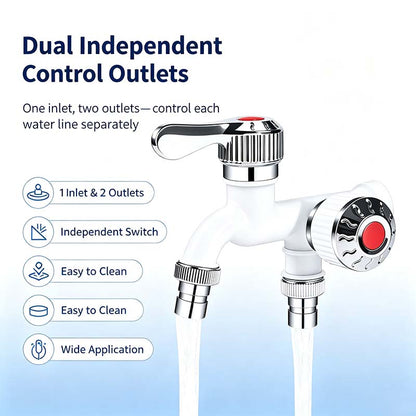 Dual Outlet Washing Machine Plastic Faucet, 1 In 2 Out Water Plastic Tap🚰