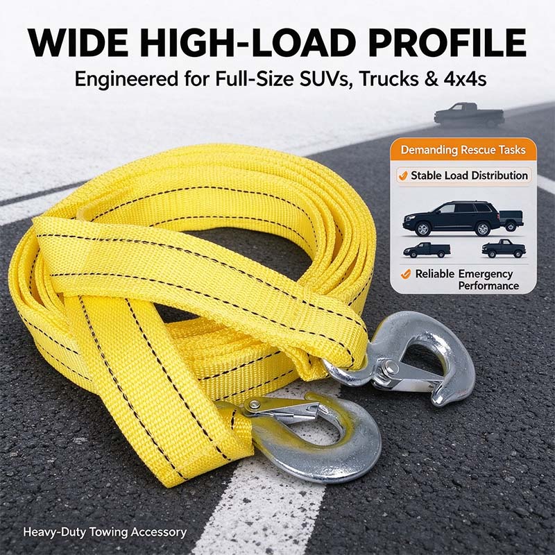 Car Tow Strap - 4m Length, 5-Ton Double-Layer Thick Off-Road Towing Recovery Strap 🚗