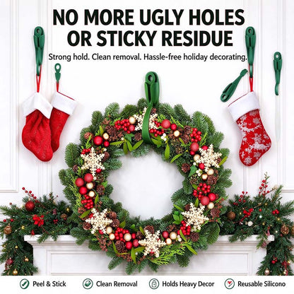 6Pcs Reusable Silicone Adhesive Christmas Garland Hooks - Traditional Household Hanger🎄