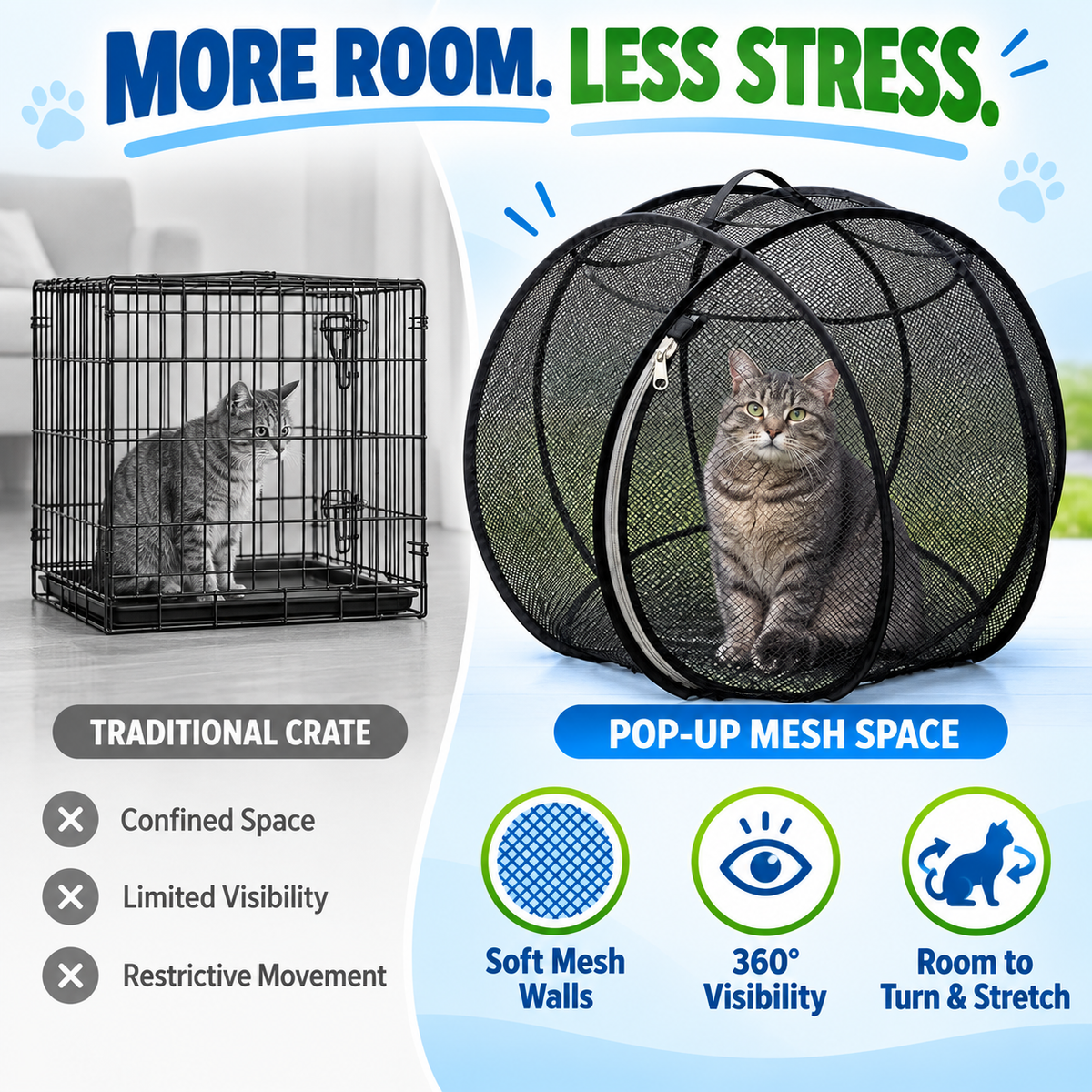 🐱🌿 FreshAir Cat Haven™ – Pop-Up Mesh Playpen