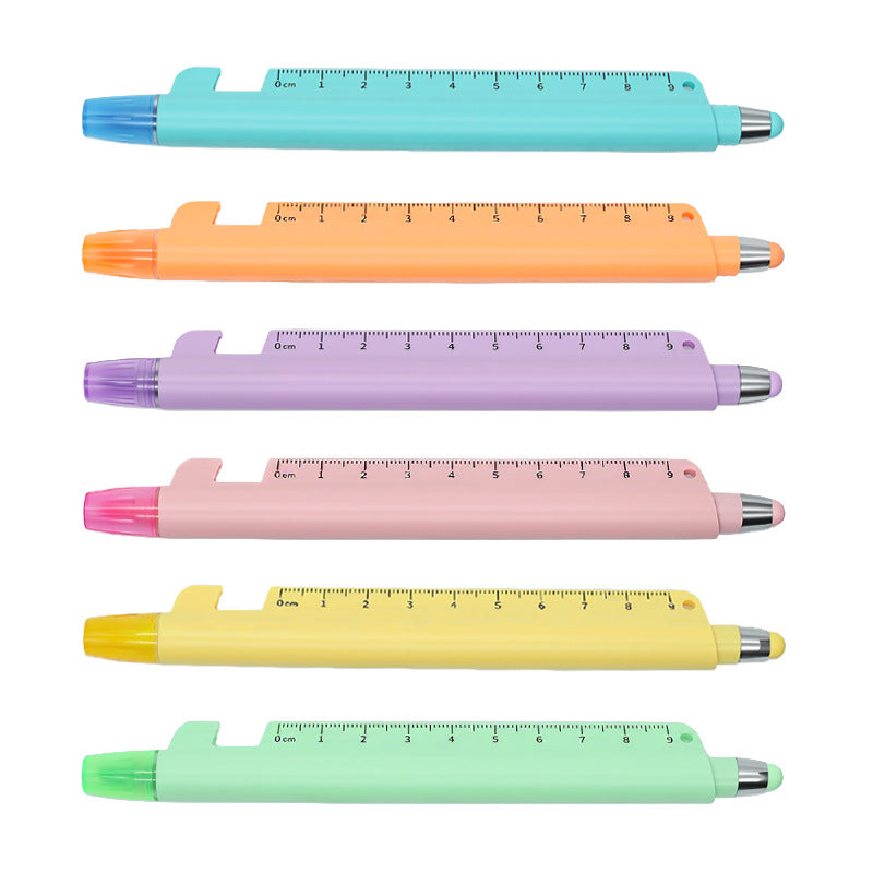 5-in-1 Multifunction Ruler Stylus Pen – 0.5mm Writing & Marker Tool