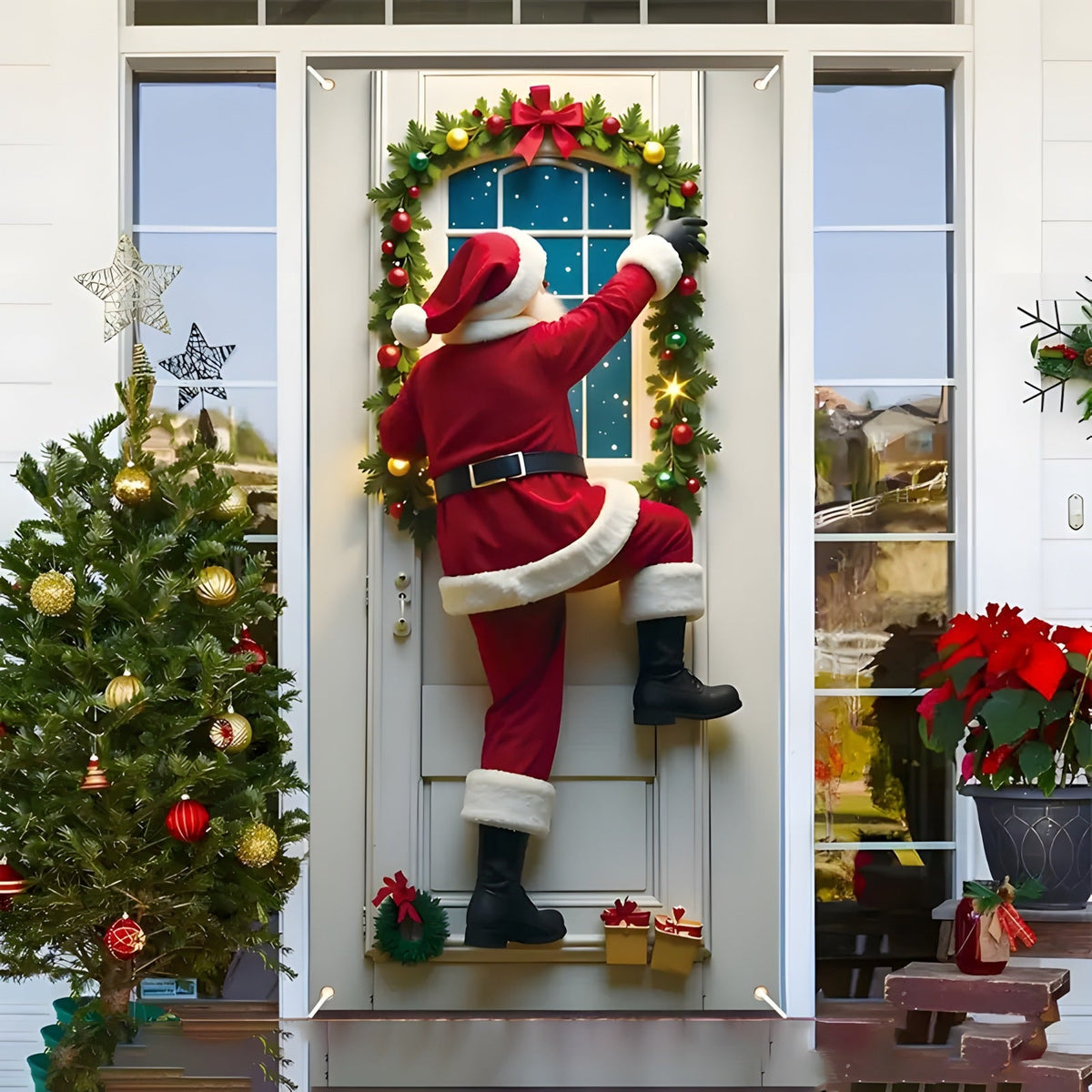 🎄 Christmas Door Makeover Cover Transform Your Front Door Into A Magical Holiday Entrance In Seconds