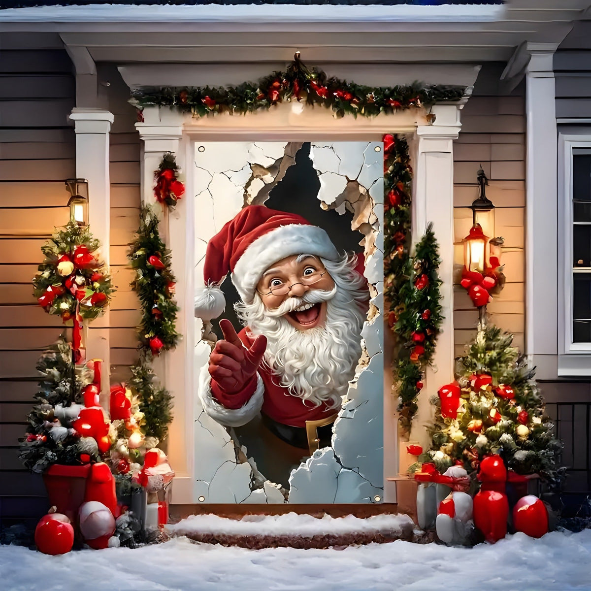 🎄 Christmas Door Makeover Cover Transform Your Front Door Into A Magical Holiday Entrance In Seconds