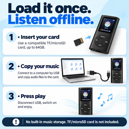 🔥 LAST DAY 49% OFF 🔥 -🎵 Pocket MP3 Player – Offline Music, Bluetooth Audio & LCD Screen