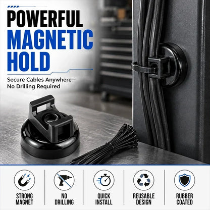 Heavy-Duty Magnetic Cable Tie Mounts – 10 Pack