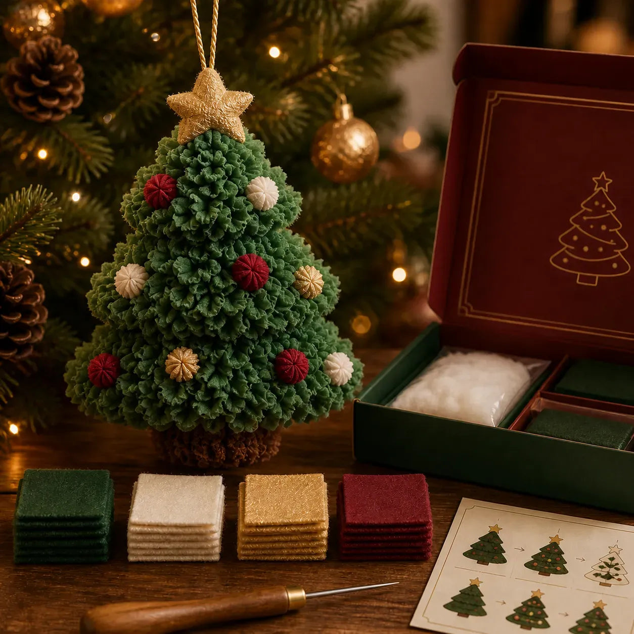 ⏳ Last Day 49% OFF – 🎄Beginner-Friendly 3D Fabric Poke Christmas Ornament DIY Kit Collection | Complete Kit with Pre-Cut Fabrics, Stuffed Felt Base, Poking Tool & Step-by-Step Guide Included 💕