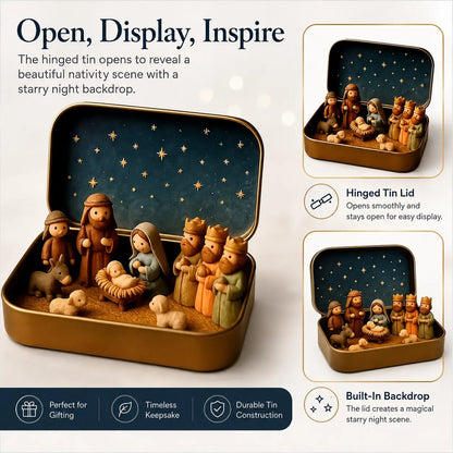 (🎁Last Day 49% OFF)🎄✝️Mini Christmas Nativity Set in a Tin Box