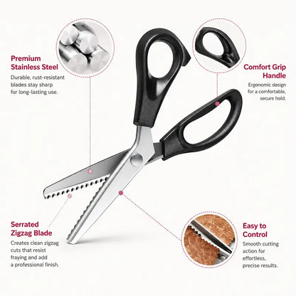Stainless Steel Zig Zag Scissors with Serrated Teeth - Perfect for DIY Crafts✂️