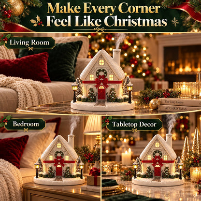 🏠 Christmas House Aroma Diffuser – Gentle Mist & Glowing Windows