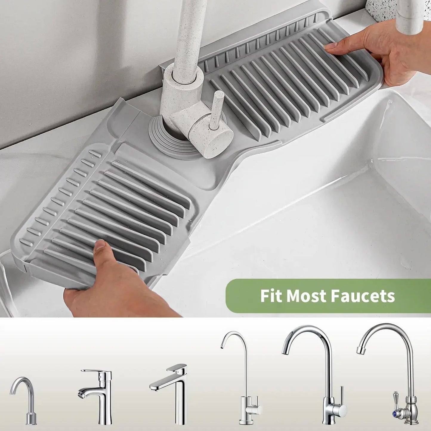 Tap Mat for Kitchen Sink, Splash Guard, Silicone Drying Mat, Quick Drying Stone Sink Tray ✨