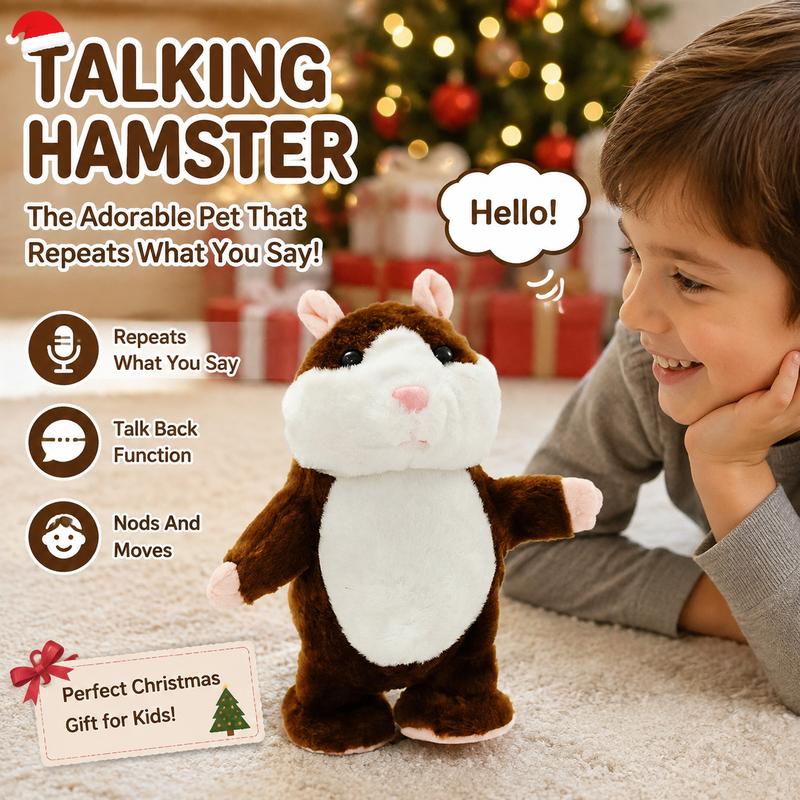 🐹💝70% OFF!!!-Ready for Christmas!🎄🎁Talking Hamster Plush – repeats whatever you say, auto head-shaking, hilarious fun for kids & adults