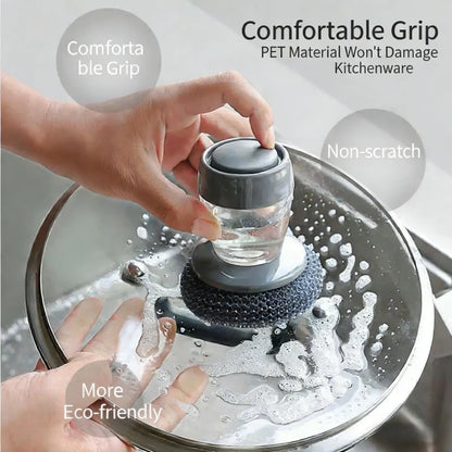 Plastic Auto-Dispense Dish Brush - Multifunctional Pot Scrubber🧼