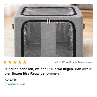 Faltbare Aufbewahrungsbox mit Sichtfenster – mit Reißverschluss-Deckel