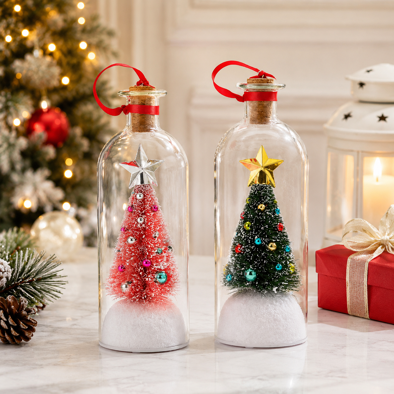 🎄 Recordable Christmas Tree In Bottle Ornament | Voice Message Keepsake Giftcordable Message in a Bottle
