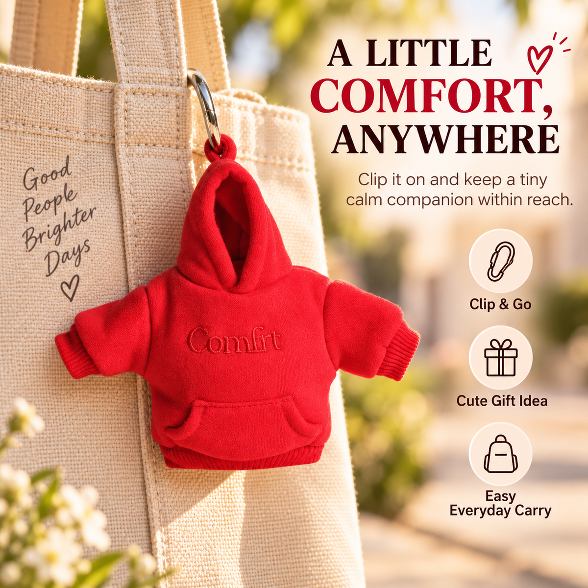 🔑 Stress-Relief Hoodie Charm – Portable Clip-On Keychain, Stylish & Multi-Use Gift Idea
