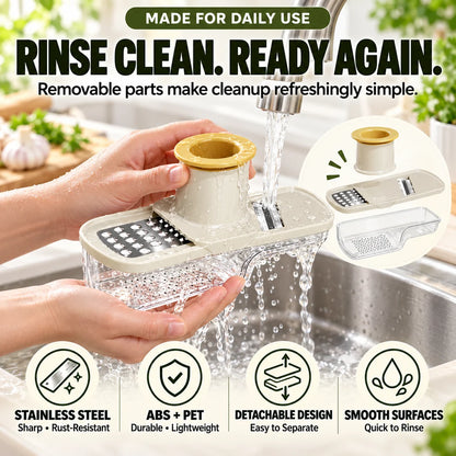 ✨3-in-1 Ginger & Garlic Slicer, Grater & Grinder – Fast, Safe Meal Prep🧄