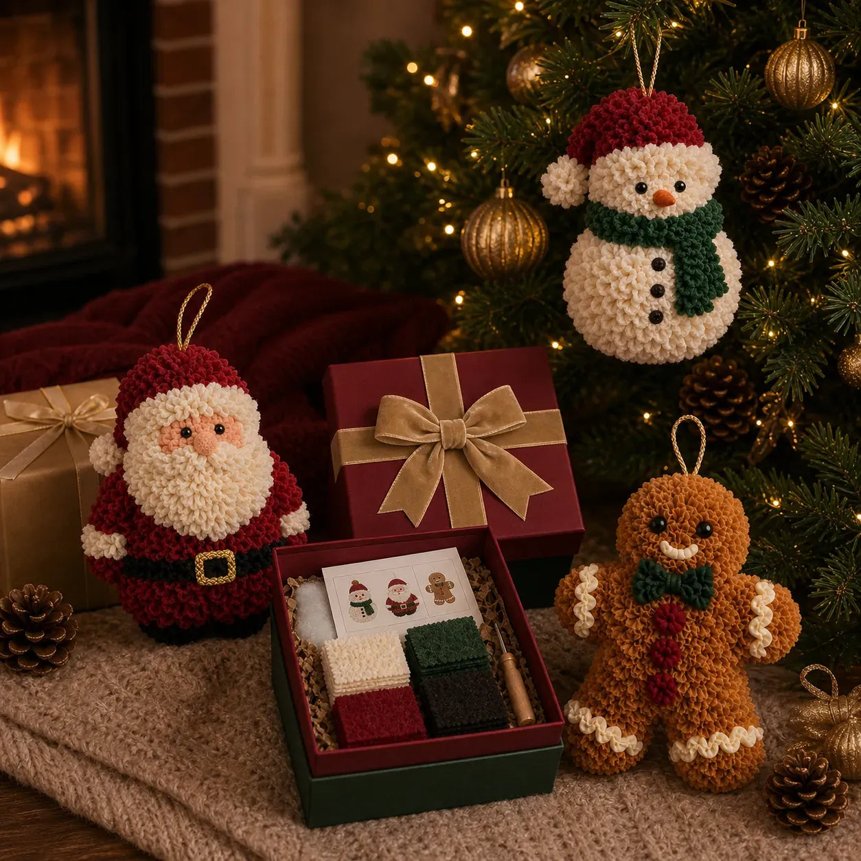 ⏳ Last Day 49% OFF – 🎄Beginner-Friendly 3D Fabric Poke Christmas Ornament DIY Kit Collection | Complete Kit with Pre-Cut Fabrics, Stuffed Felt Base, Poking Tool & Step-by-Step Guide Included 💕