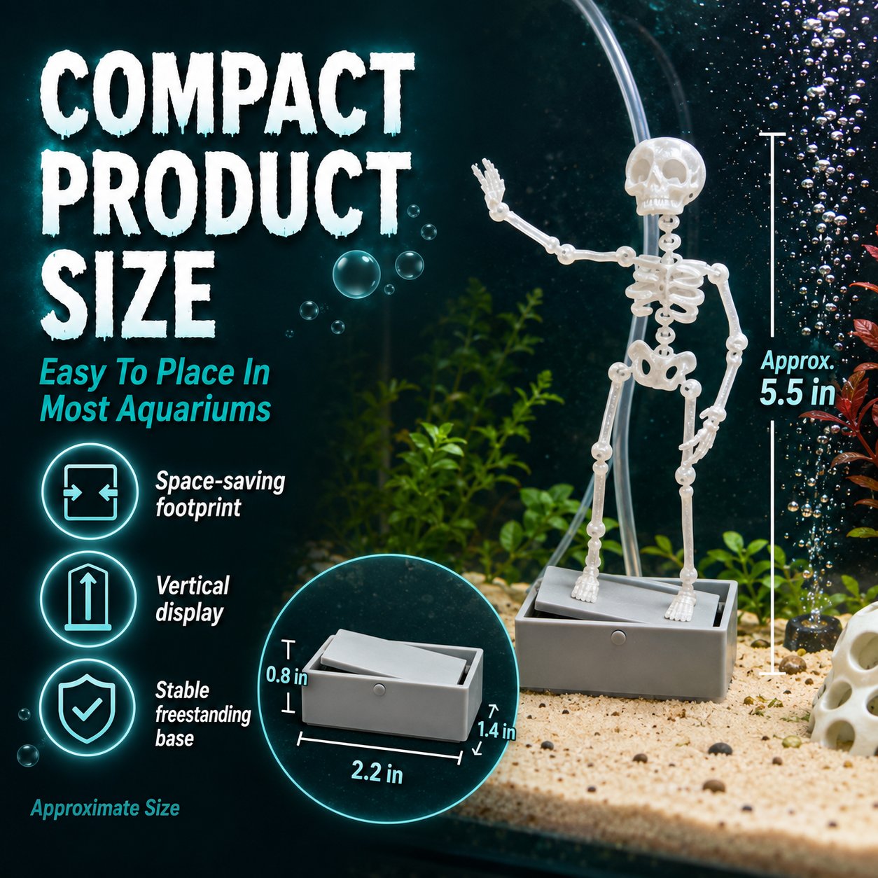 Air-Driven Dancing Skeleton Aquarium Ornament