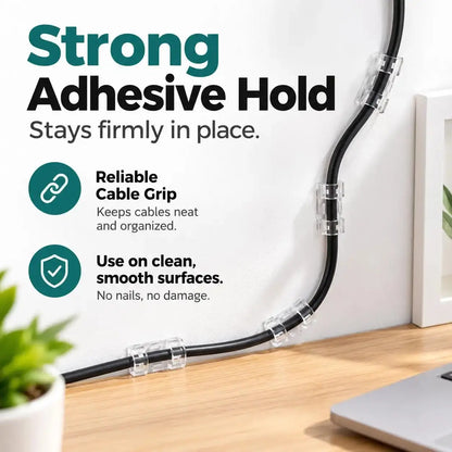 20Pcs Self-Adhesive Cable Clips, Space-Saving Wire Cord Organizer