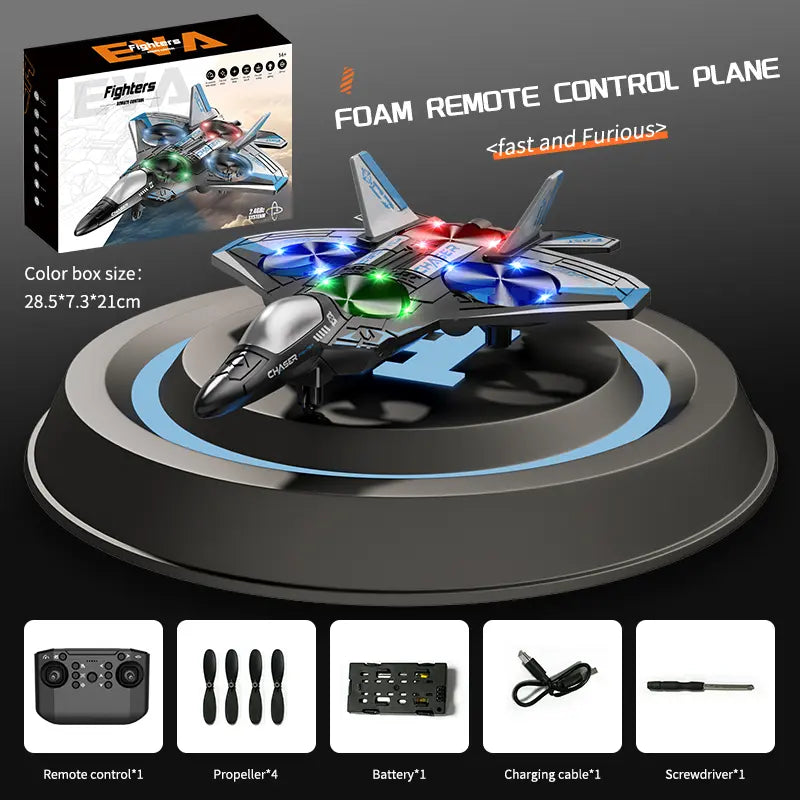 2.4G Remote Control Stunt Fighter Plane, Beginner Friendly RC Drone Aircraft With Headless Mode✈️