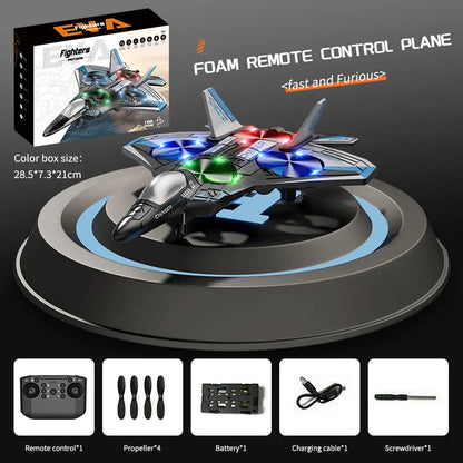 2.4G Remote Control Stunt Fighter Plane, Beginner Friendly RC Drone Aircraft With Headless Mode✈️