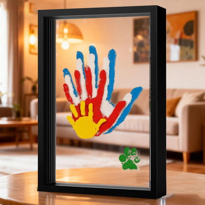 Wooden Transparent Handprint Frame Set, DIY Family Memorial Gift Kit