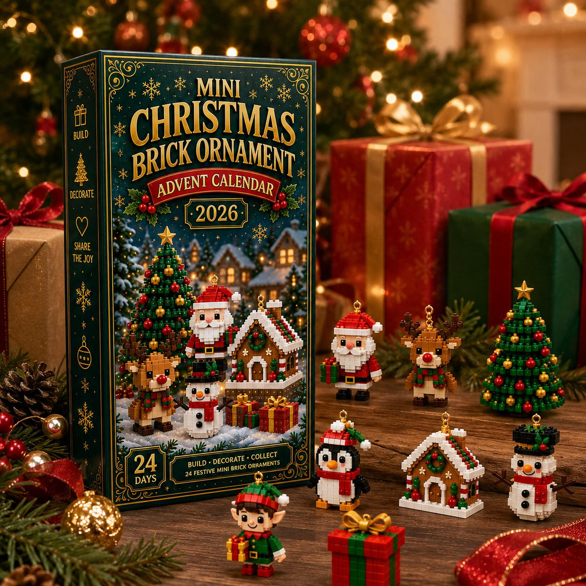 🔥49% OFF🎄 24Pcs Buildable Mini Christmas Ornament Advent Calendar for Holiday Decor