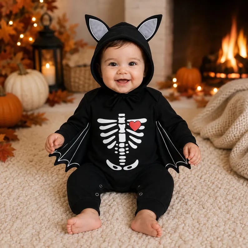 🎃🦇 Baby’s First Halloween Bat Romper – An Adorable Outfit for Little Spooky Memories