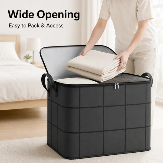 Spacious Foldable Fabric Zippered Storage Bin for Moving & Bedroom Closet📦