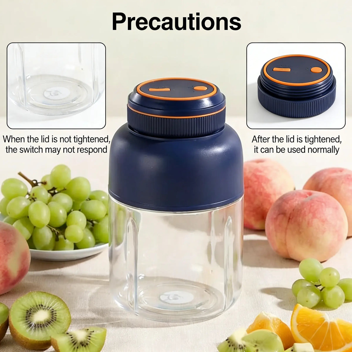 Product illustration showing the importance of securely tightening the lid