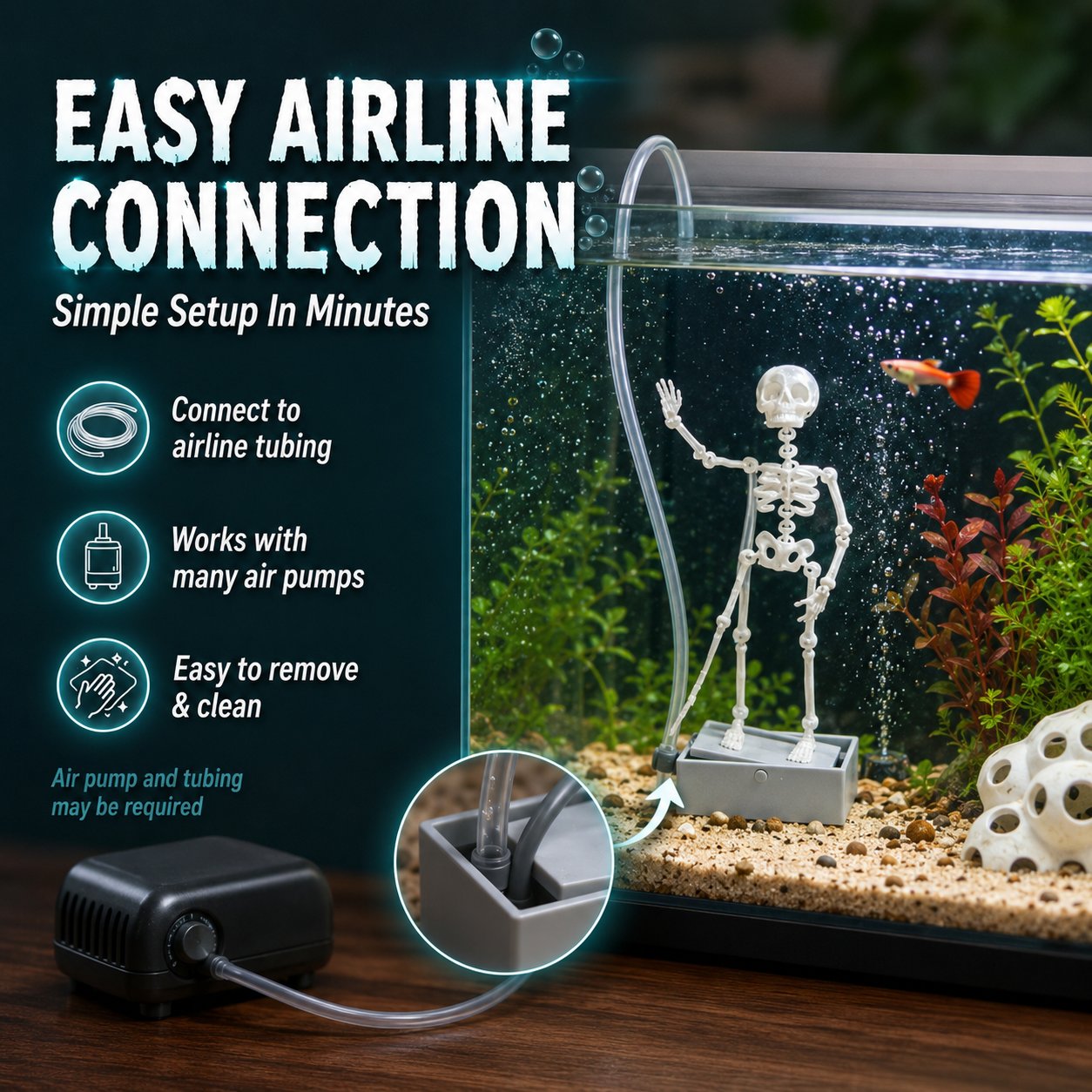 Air-Driven Dancing Skeleton Aquarium Ornament