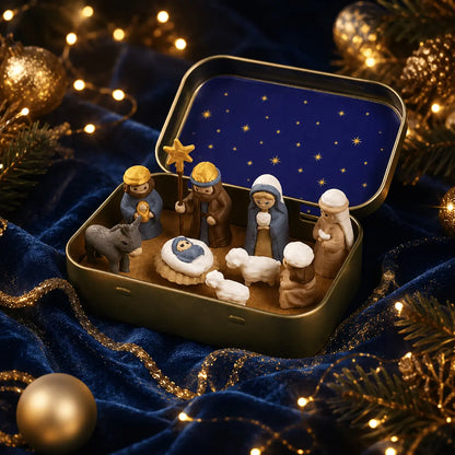 (🎁Last Day 49% OFF)🎄✝️Mini Christmas Nativity Set in a Tin Box