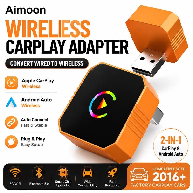 🚗 Wireless CarPlay & Android Auto Adapter – Wired-to-Wireless Converter