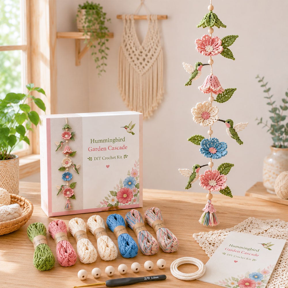 Hummingbird Garden Cascade DIY Crochet Kit