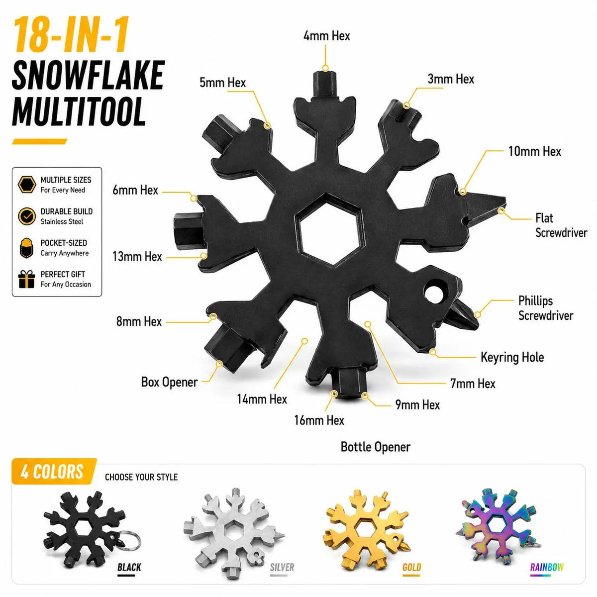 Viral 18‑in‑1 Snowflake Multi‑tool Stainless Steel Portable Wrench ❄️