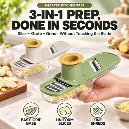 ✨3-in-1 Ginger & Garlic Slicer, Grater & Grinder – Fast, Safe Meal Prep🧄