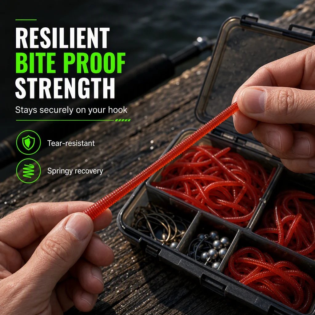 📢📢Simulation Earthworm Soft Fishing Lures Shrimp Scented Artificial Worm Baits for Freshwater and Saltwater Pack of 50 or 100