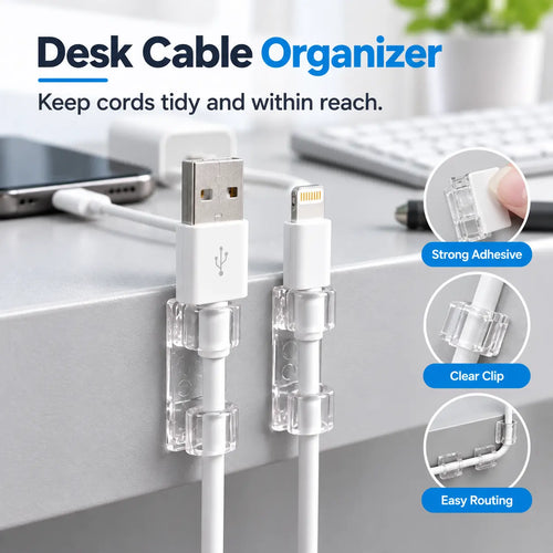 20Pcs Self-Adhesive Cable Clips, Space-Saving Wire Cord Organizer