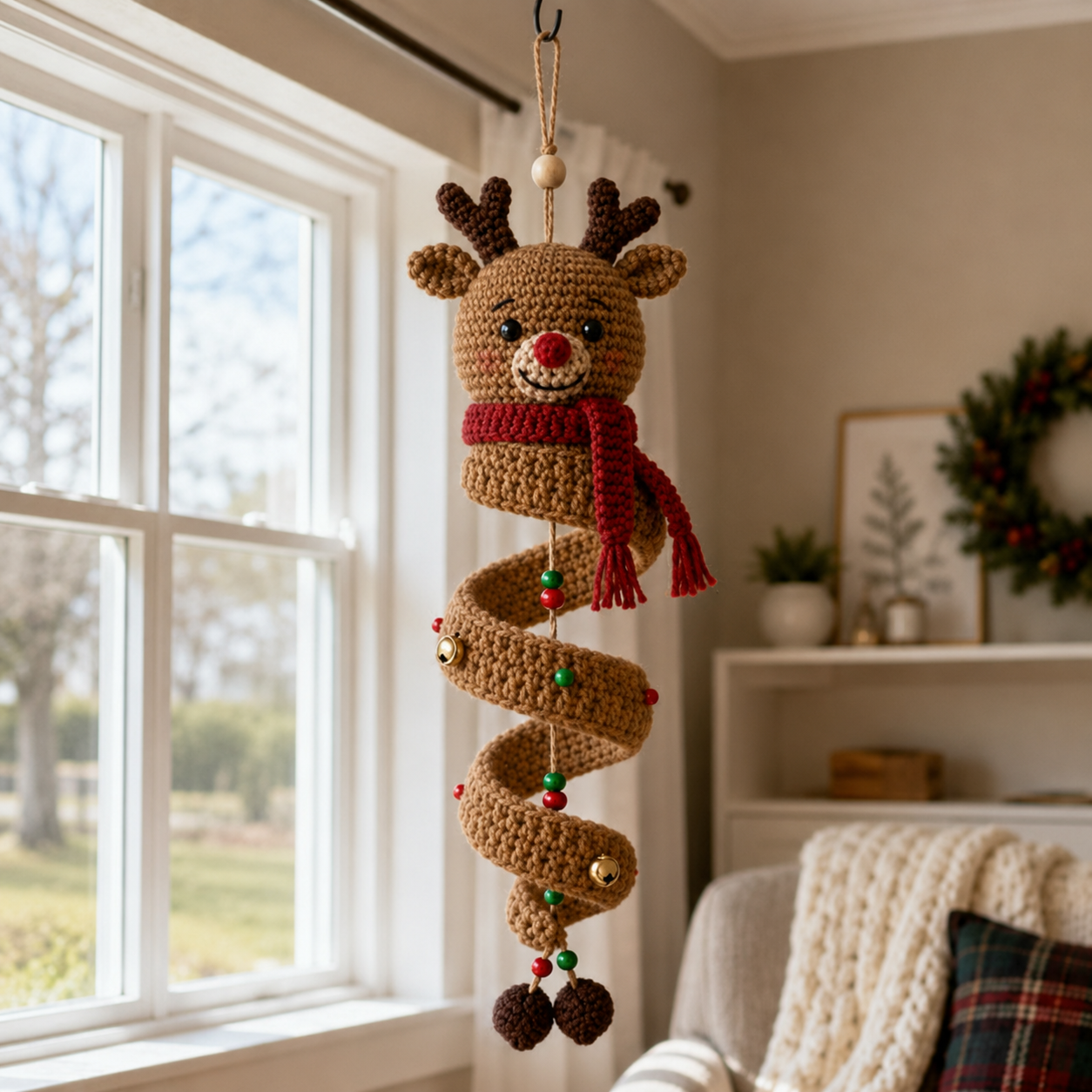 ☃️ Crochet Snowman Spiral Ornament DIY Kit | Complete Beginner-Friendly Set with Soft Yarn, Crochet Hook, Festive Beads, Snowflakes & Step-by-Step Guide 🧶🎄✨