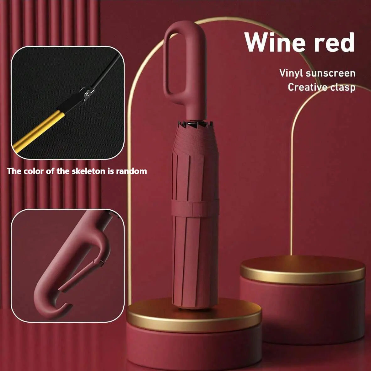 Automatic Folding Umbrella, Portable Rain Umbrella with Loop Buckle ☔
