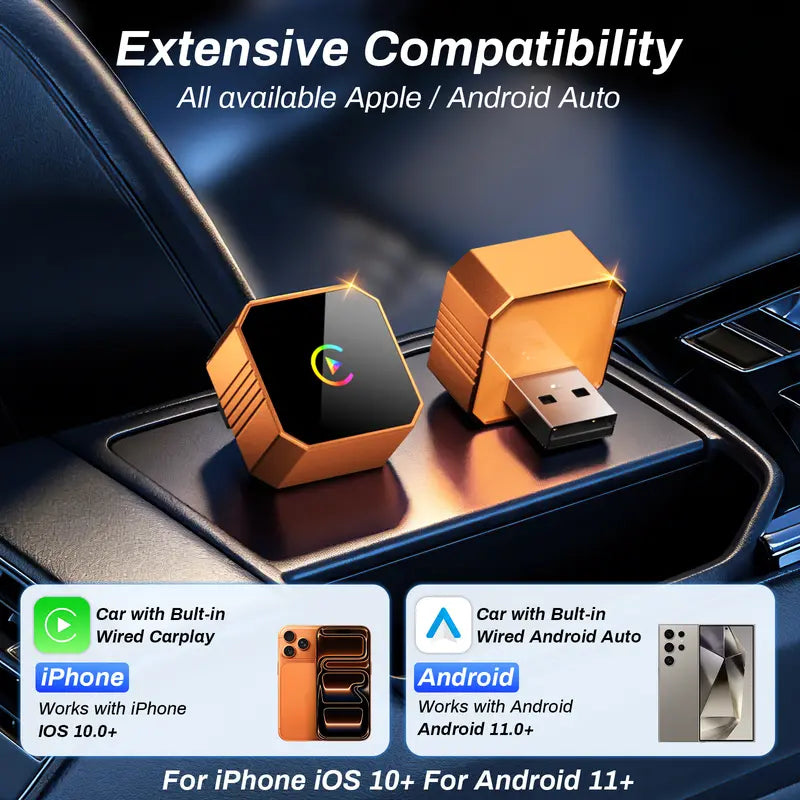 🚗 Wireless CarPlay & Android Auto Adapter – Wired-to-Wireless Converter