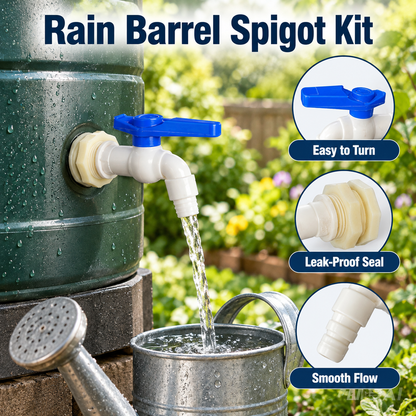 2Pcs Rain Barrel Faucet Kit with Hole Saw and 1/2" PVC Bulkhead Fitting