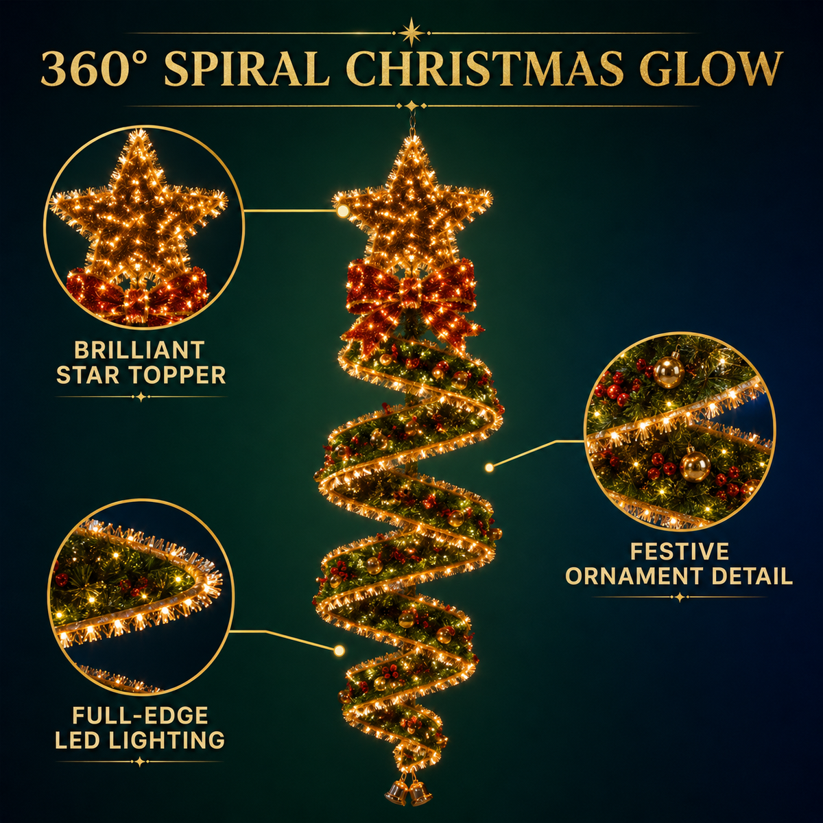 🏡🎄Last day for 50% off🎄Christmas Magic Spiral Hanging LED Light Collection