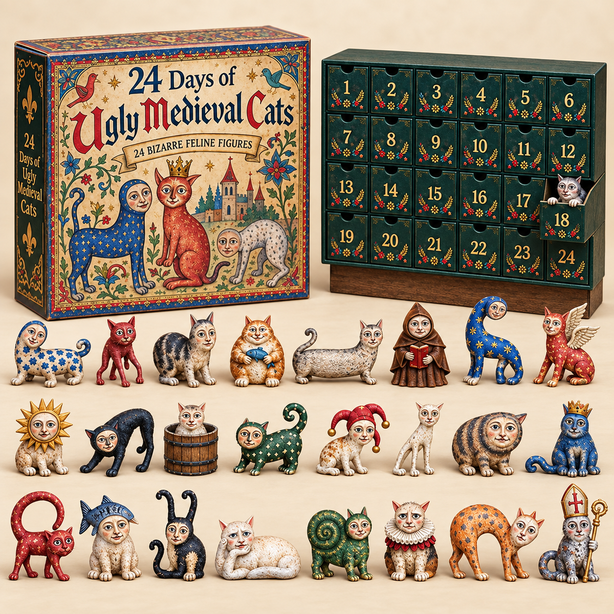 🔥 24 Days of Ugly Medieval Cats – Hilariously Weird Cat Advent Calendar 2026💕