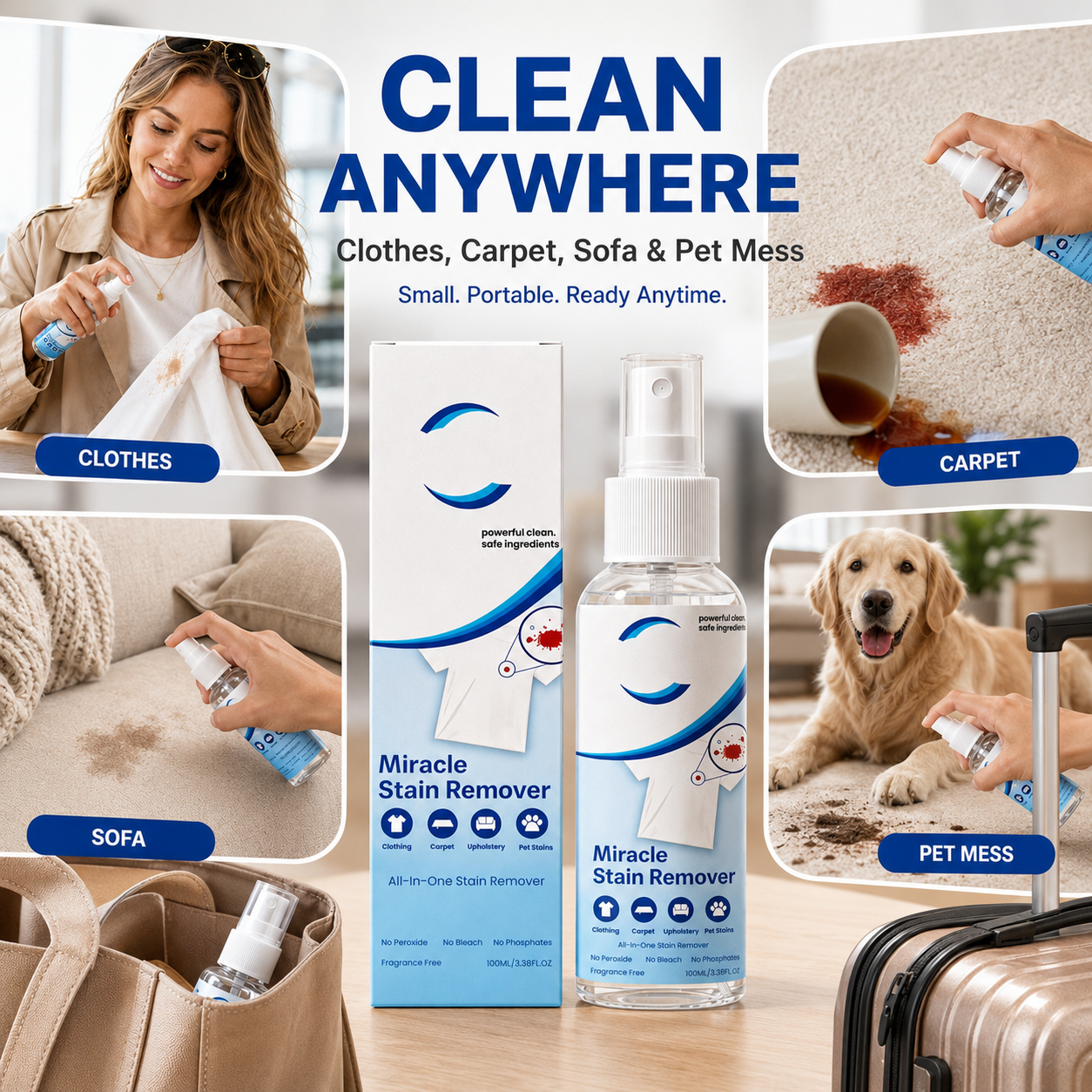 🌟Miracle Stain Remover-Portable Designs🧼Suitable for emergency use at home and in formal settings🎁Free towels