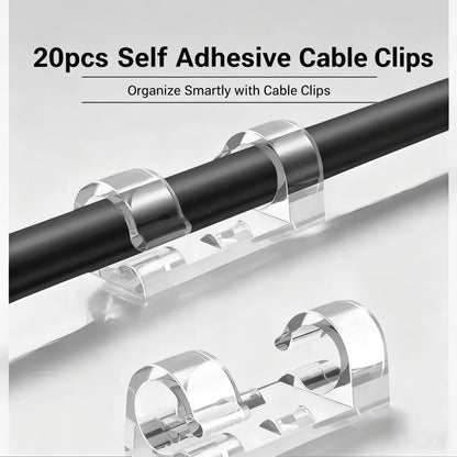 20Pcs Self-Adhesive Cable Clips, Space-Saving Wire Cord Organizer