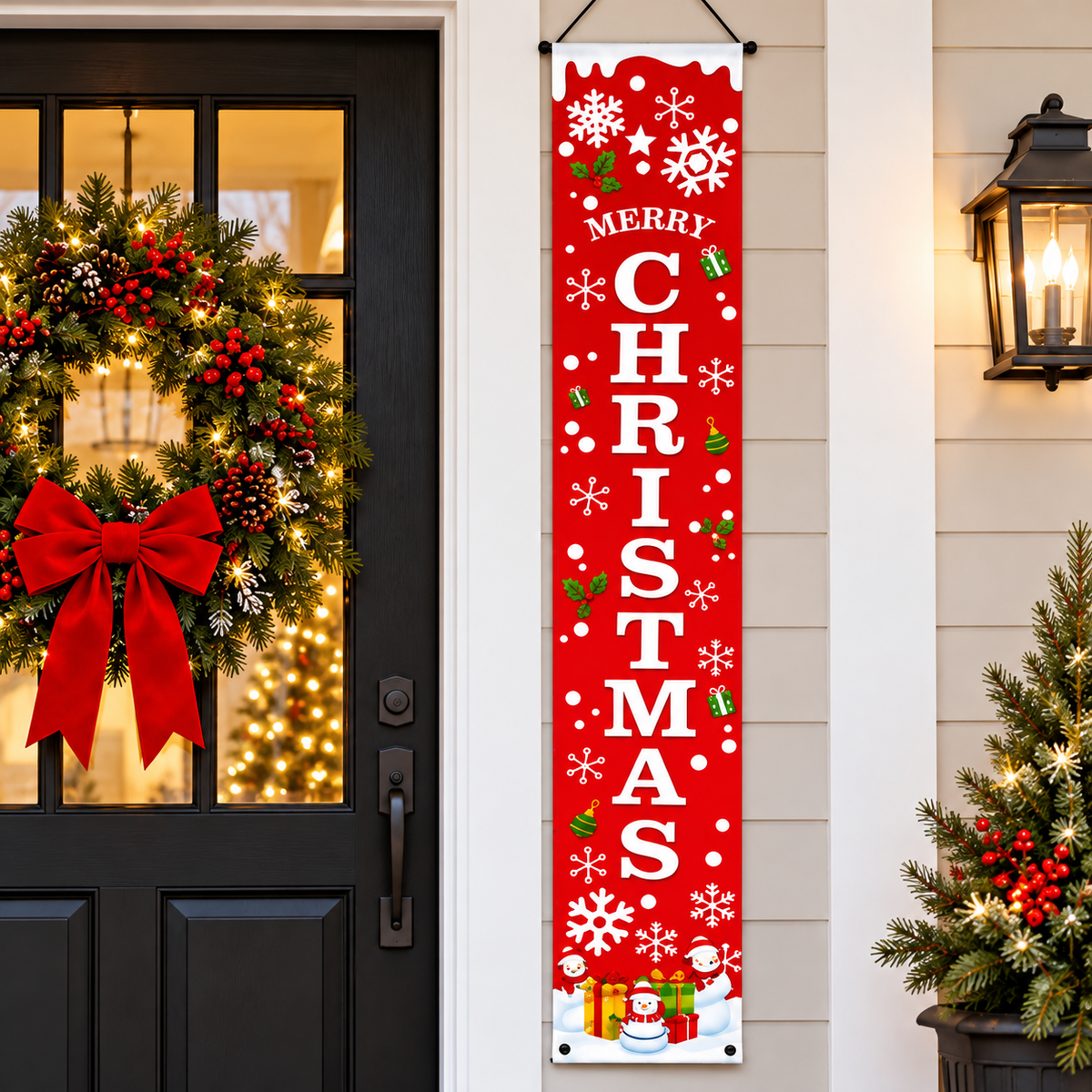 🎄 Merry Christmas Porch Banners – Festive Front Door Hanging Decorations (2PCS)