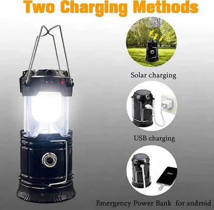 Foldable Compact LED Lanterns💡 - Durable, Waterproof, Solar-USB Rechargeable, Solar Powered, Brightness Adjustable, Heat/Freeze Ready, Batteries-Included Emergency Lights with Flashlight Mode
