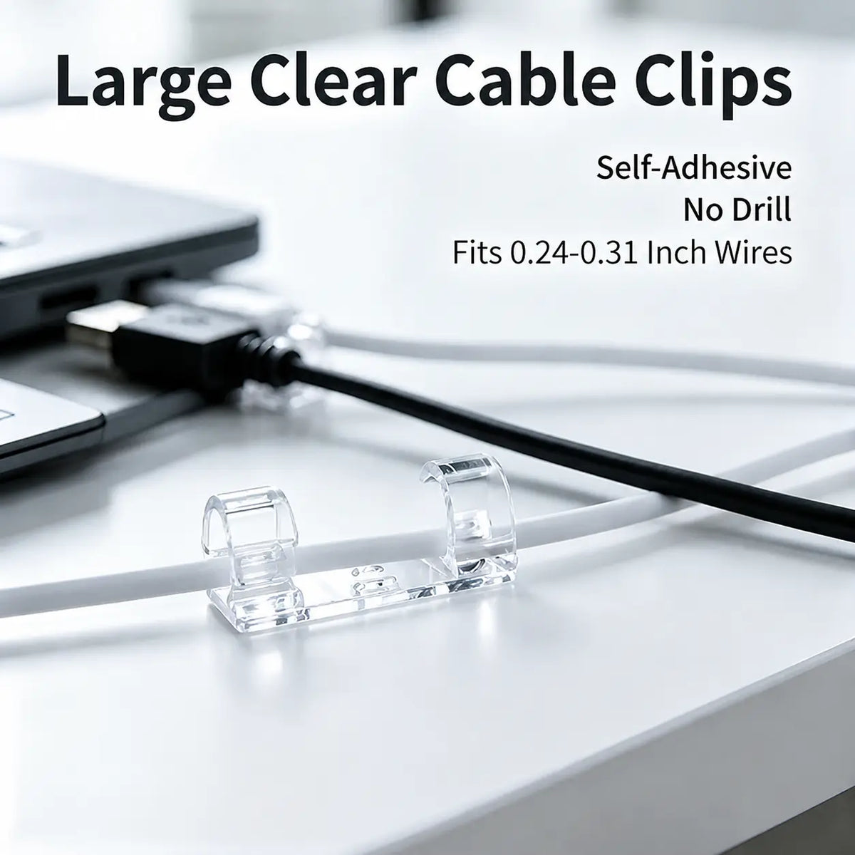 20Pcs Self-Adhesive Cable Clips, Space-Saving Wire Cord Organizer